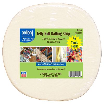 80/20 Cotton/Polyester Batting With Scrim Jelly Roll Strip 2.5in x 50 yds 80/20 Cotton/Polyester Batting With Scrim Jelly Roll Strip 2.5in x 50 yds