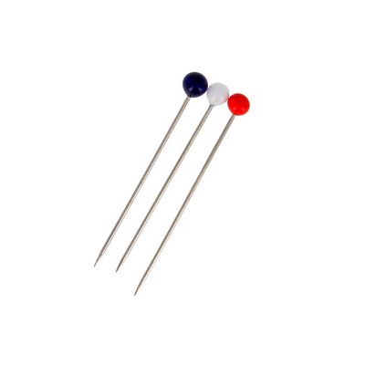 Brewer Sewing - Glass Head Pins 1 3/16 in 80 Blue, White and Red